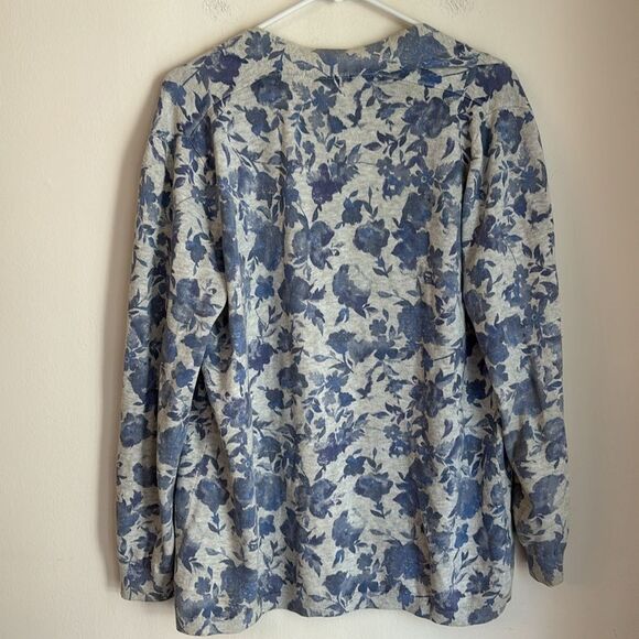 L.L. Bean Women Size Large Floral Print Pure Supima Cotton Cardigan Sweater EUC - Picture 8 of 8